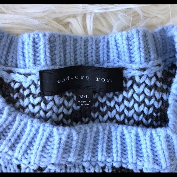 Endless Rose Chunky Blue Cheetah Print Sweater - Picture 3 of 3